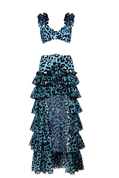 Nur Karaata Lily Blue Leo Top w Carter Skirt Set