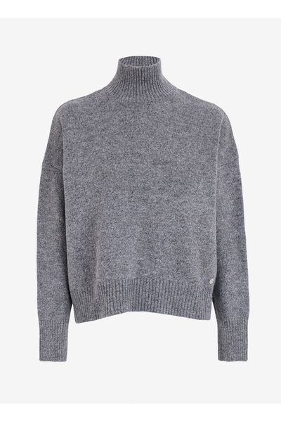 Mustang Balıkçı Yaka Oversize Örgü Desenli Antrasit Kazak Kadın M4WL-KZK-1902