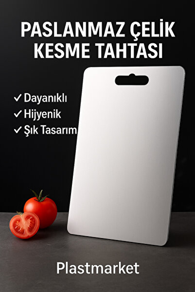 PLASTMARKET Paslanmaz Çelik Kesme Tahtası , Paslanmaz Çelik Sebze Meyve Doğra...