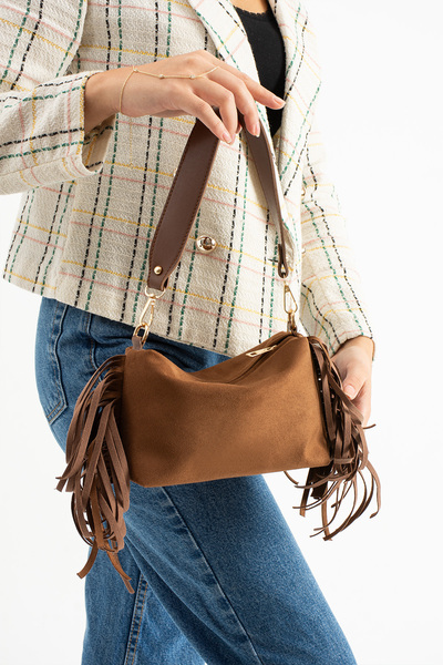 Night Susanna Model Suede Tan Women's Hand and Shoulder Bag