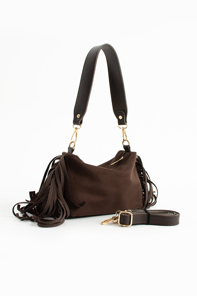 Night Susanna Model Suede Bitter Brown Women's Hand and Shoulder Bag