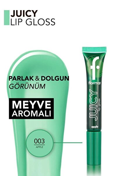 Flormar Meyve Aromalı Dudak Parlatıcısı (ELMA) - Juicy Lip Gloss - 003 Apple
