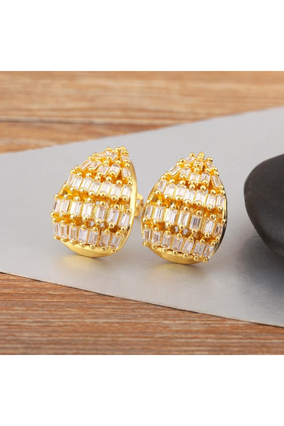 Eva Grace Cercei Beverly, aurii, cu zirconiu, în formă de lacrimă - Colecția ...