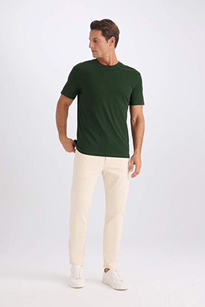 DeFacto 100% βαμβακερό νέο μπλουζάκι με κανονική εφαρμογή με λαιμόκοψη Basic μονόχρωμο κοντομάνικο μπλουζάκι V7699AZ25SP