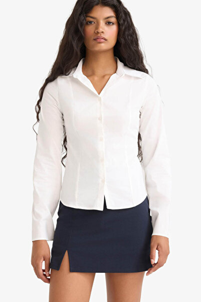 DeFacto Fitted Poplin Uzun Kollu Gömlek F9434AX25AU