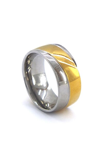 FerizZ 316l Çelik Çift Renkli Düz Alyans Yüzük Yzk-392