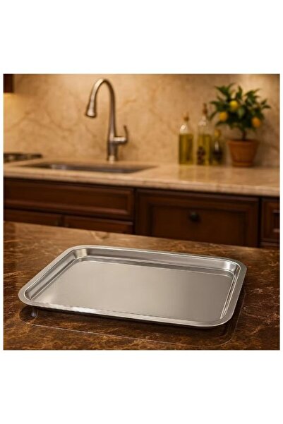 package home Set of 2 Stainless Steel Rectangular Serving Trays