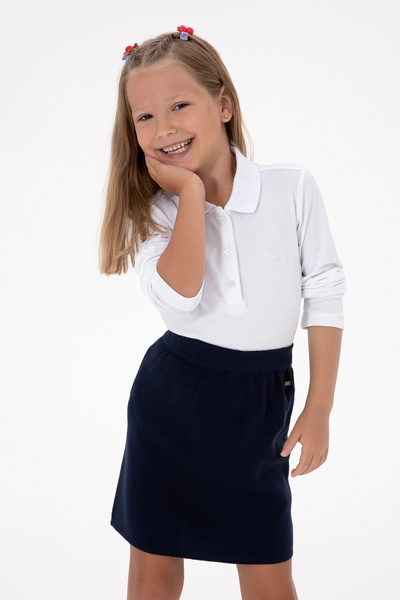 U.S. Polo Assn. Kız Çocuk Beyaz Polo Yaka Basic Sweatshirt 50316836-VR013