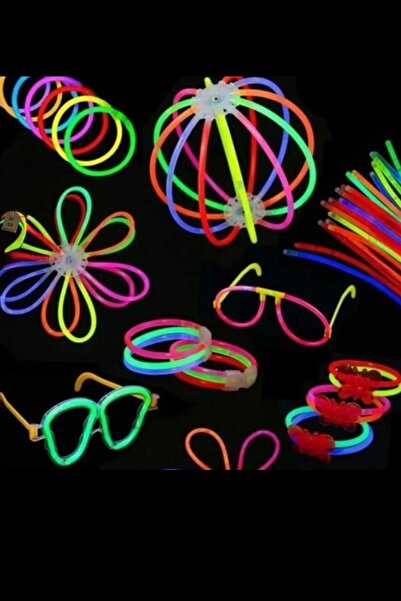 NF ND ENEFENDİ NEON FOSFORLU PARTİ ÇUBUK FOSFORLU BİLEKLİK KARANLIKTA PARLAYAN IŞIK 10 ÇUBUK+10 BAĞLANTI APARATI