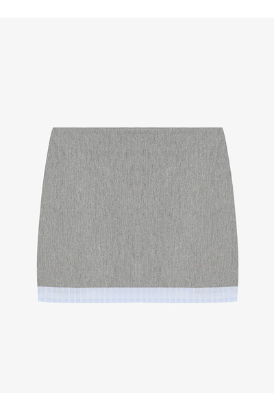 Quzu Fabric Garnished Mini Skirt Gray