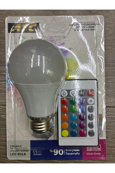 ATC UZAKTAN KUMANDALI ÇOK RENKLİ 9W 6500K+RGB AMPÜL