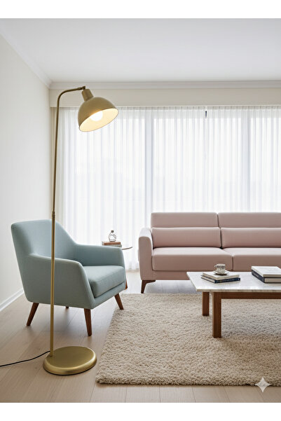 Luzarana Dolce Sarı Lambader Hareketli Başlık Modern Dekoratif Metal Tasarım Çalışma & Oturma Odası Lambader