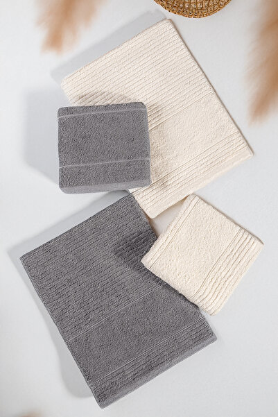 Isessia Ece 4-Piece Bath Towel Set Turkish Bath Set 100% Cotton