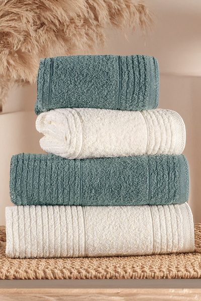Isessia Ece 4-Piece Bath Towel Set Turkish Bath Set 100% Cotton