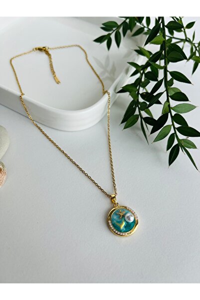 Fynbos Paslanmaz Kararmaz 316L Çelik İncili Vintage Tablo Altın Zirkon Taşlı ...