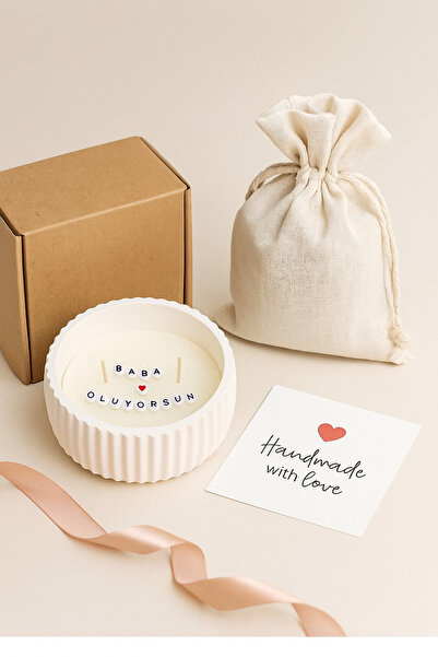 NİLCANDLE Kişiye özel/gizli mesajlı taş mumlukta kahve kokulu doğal soya mumu.