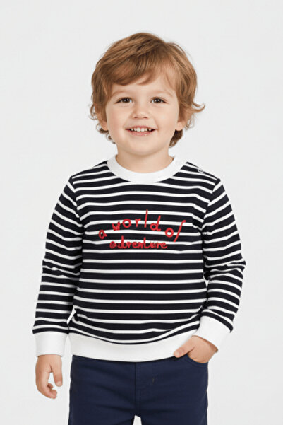 LUESS Boys' Striped Print Detailed Sweatshirt (6 Months-4 Years)