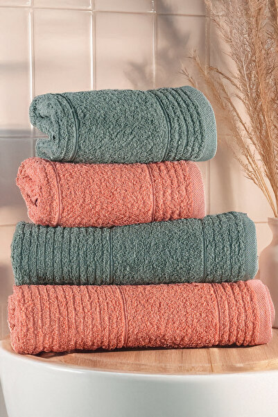 Isessia Ece 4-Piece Bath Towel Set Turkish Bath Set 100% Cotton