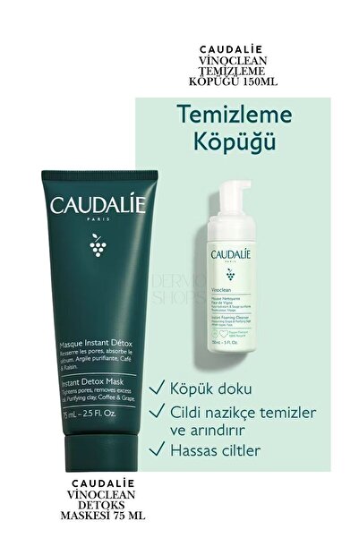 Caudalie Arındırıcı Temizleyici Bakım Set| Detox Mask + Temizleme Köpük Orijinal Boy