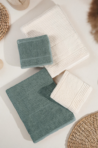 Isessia Ece 4-Piece Bath Towel Set Turkish Bath Set 100% Cotton