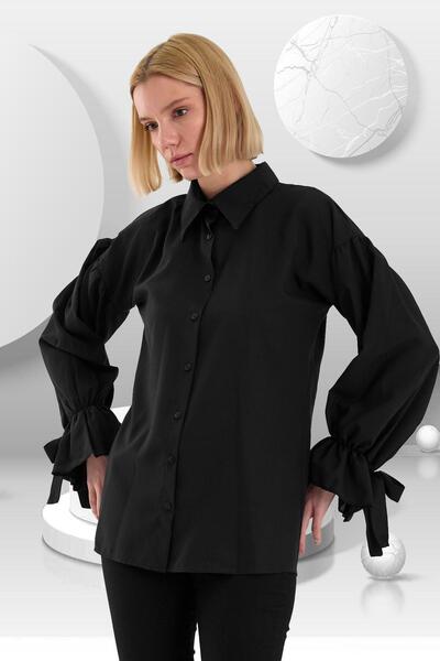 Butik Oversize Büzgü Detaylı Saten Bluz