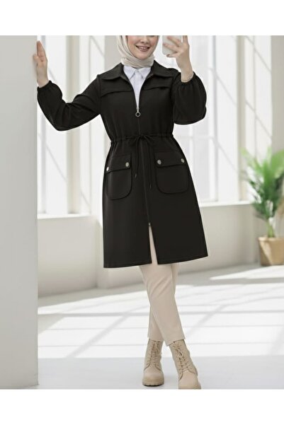 Modamorfo Black Stamped Cap - Elastic Sleeve, Ball Button Pocket and Zipper