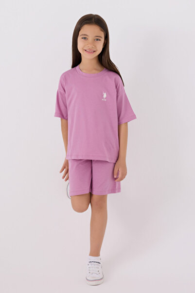 U.S. Polo Assn. Розов комплект бермуди за момичета Us Polo Assn
