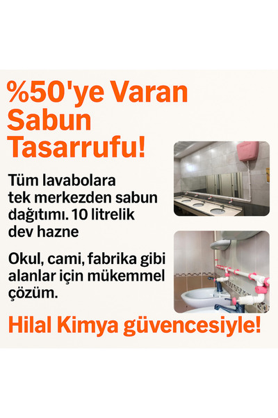 hilal kimya Merkezi Depolu 10 Lt 3 Musluklu Butonlu Sıvı Sabunluk – Okul, Cami ve Toplu Kullanım İçin