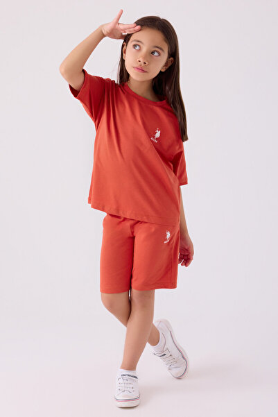 U.S. Polo Assn. Girl's Orange Bermuda Suit
