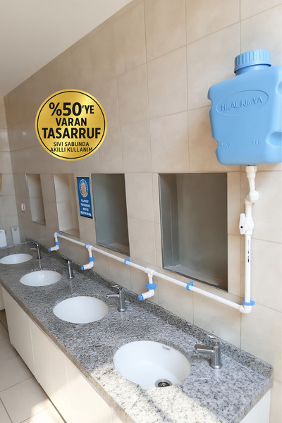 hilal kimya Merkezi Depolu 10 Lt 2 Musluklu Butonlu Sıvı Sabunluk – Okul, Cami ve Toplu Kullanım İçin