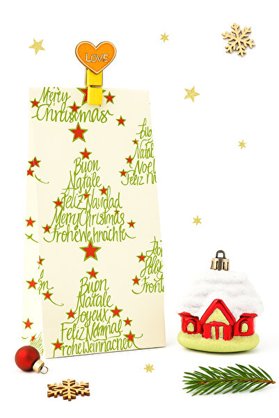 repro design Мини коледна подаръчна торбичка, 8x20x5 cm, комплект 10 броя (мо...