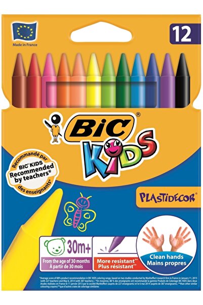 Bic Kids Plastidecor Erasable Crayon 12 Colors 920299