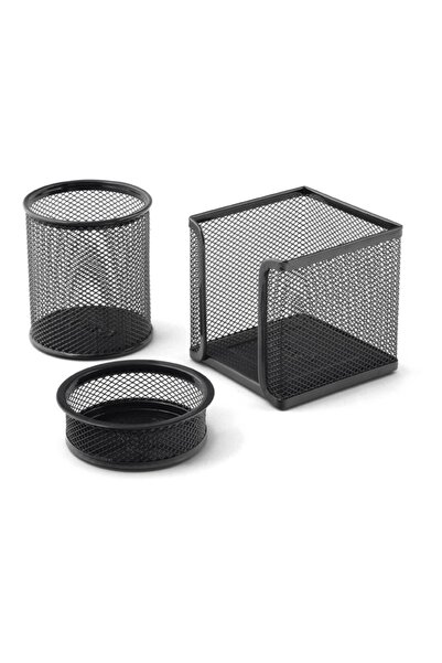 Mas 505 Метален перфориран комплект от 3 части за маса, черен