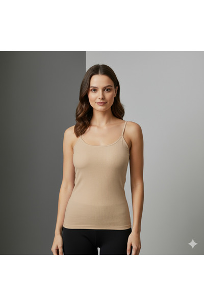 Şenay قميص داخلي نسائي من الليكرا بحزام حبل، عبوة اقتصادية مكونة من 3 قطع أسود/أبيض/أسمر 95% قطن 5% ليكرا