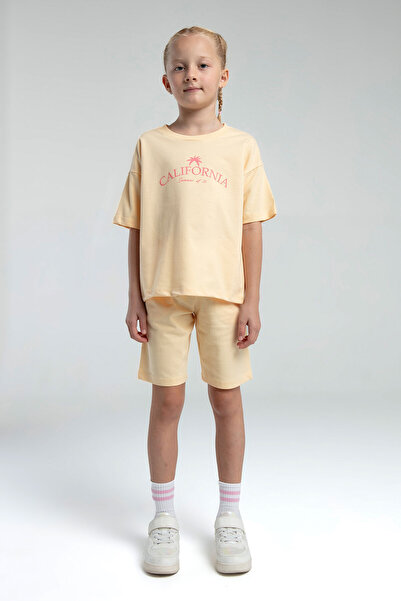 Rolypoly Girl's Cream Two Thread 100% Cotton Bermuda Suit