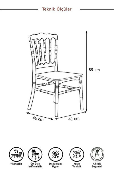 MOBETTO 4 Adet Miray Beyaz Sandalye / Balkon-bahçe-mutfak