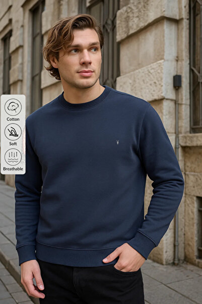 COMBİNE MİCHAİL Pánska mikina Smoked Color Basic Crew Neck