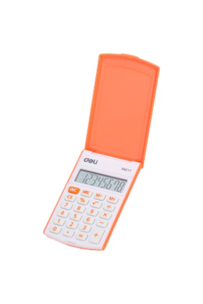 Deli 39217 Mini Hesap Makinası Kapaklı Turuncu