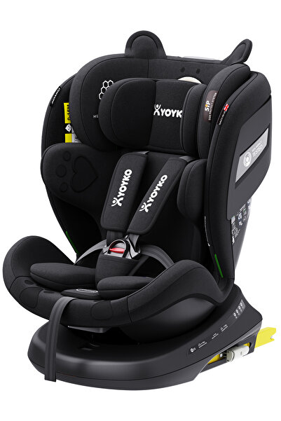 YOYKO Bear 360 Derece Dönebilir Yatabilir 0-36 Kg Isofixli Oto Koltuğu Siyah
