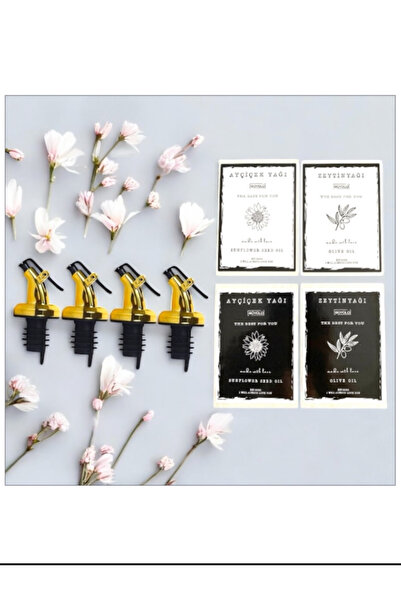 Trend Home Life 4 Pieces 1St. Quality Gold Drip-Free Oil Pot Stopper 4 Pieces Waterproof Label Sticker 7X10Cm