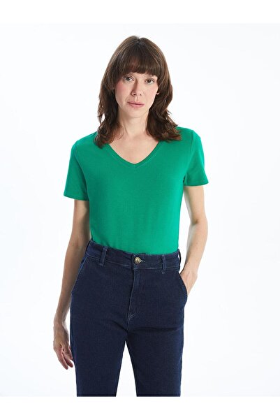 LC Waikiki Κλασικό γυναικείο μπλουζάκι με λαιμόκοψη σε σχήμα V (S5)