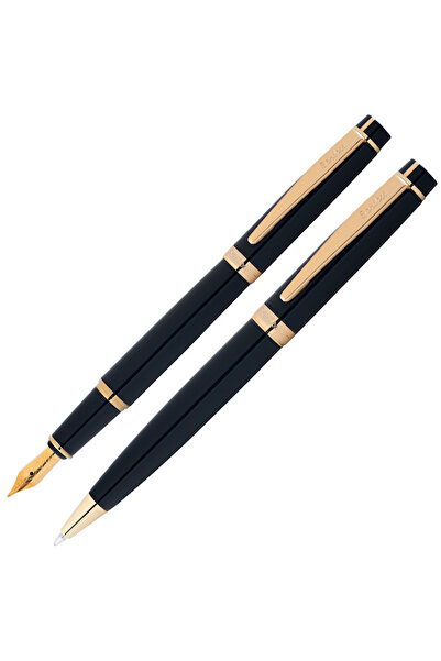 Scrikss Honour 38 Dolma ve Tükenmez 2’li Kalem Seti Siyah Altın