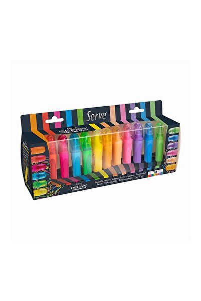 Serve Berry Fosforlu Kalem 12 Renk Set