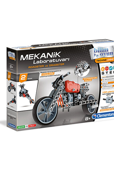 CLEMENTONI مختبر ميكانيكا مكون من 130 قطعة - رودستر ودراجستر