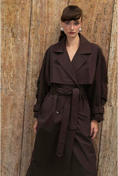 Suziş Belted Oversize Standard Size Long Trench Coat 9605