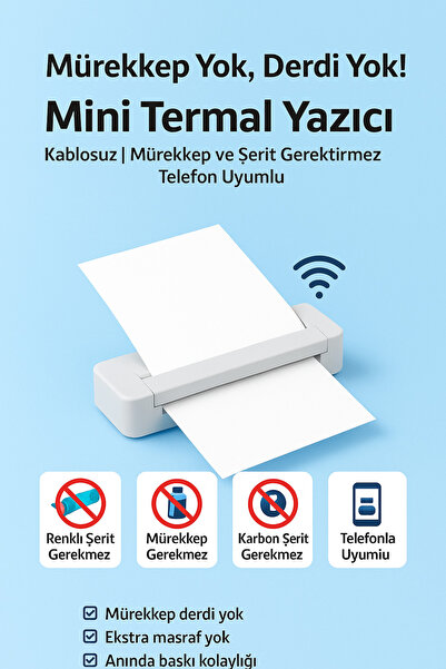 NEFFO Bluetooh Kablosuz Mürekkepsiz Yazıcı