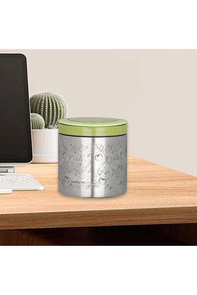 Tantitoni Tedemeı Paslanmaz Çelik Yuvarlak Desenli Yemek Termosu 630ml