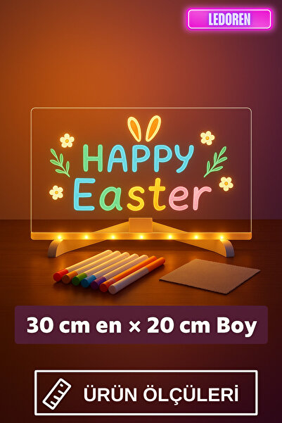 L'eDoren Js-01 Akrilik Lüminesan Işıklı Yazı Tablet | LED | 20X30cm | USB Bağlantı | Neon Kalem | Silinebilir