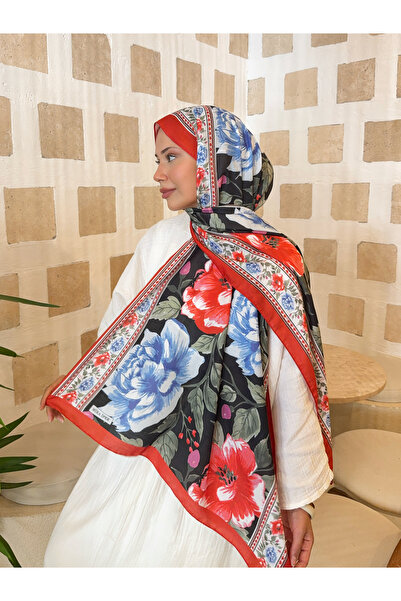 Mira İpek Patterned Cotton Soft Shawl Mena Series Red Green Ps93
