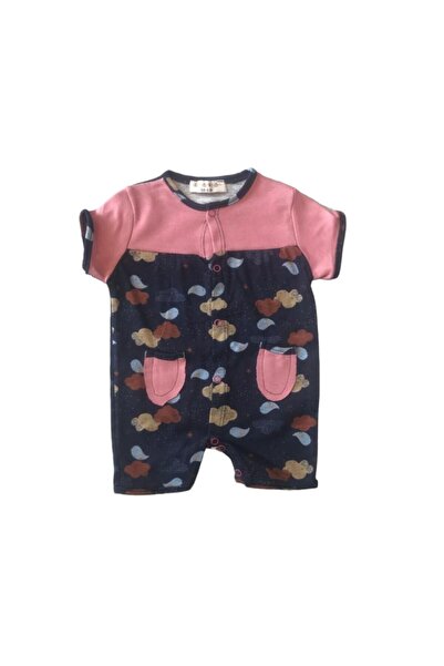 By Cwhr % 100 Pamuk Bulut Desenli Kısa Kollu Kız Bebek Tulum Kız Bebek Yazlık...